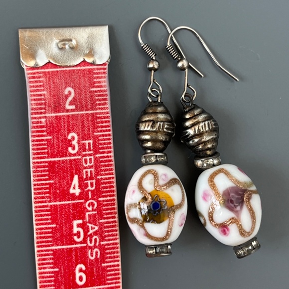 Artisnal glass bead earrings, Murano glass. - Picture 8 of 11